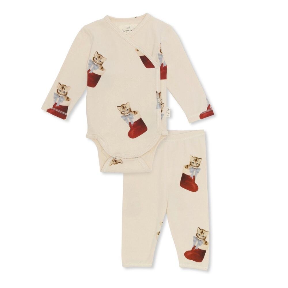 NEW Konges Slojd Newborn Set in Holiday Kitty, NWT, 0-1m